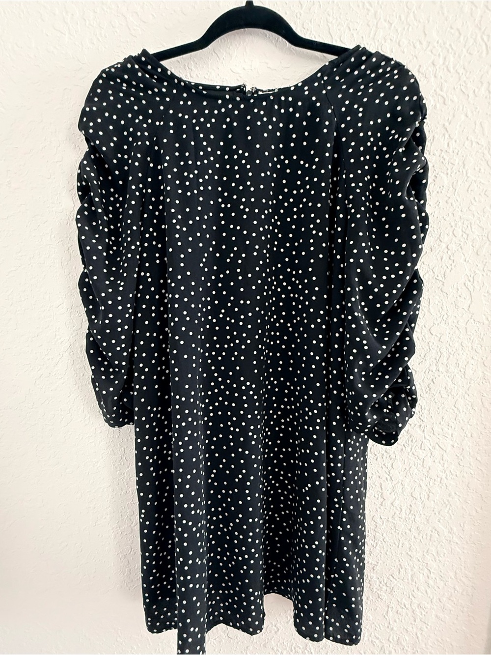 Loveriche Polka Dot Puff Sleeve Mini Dress Black White Size L
